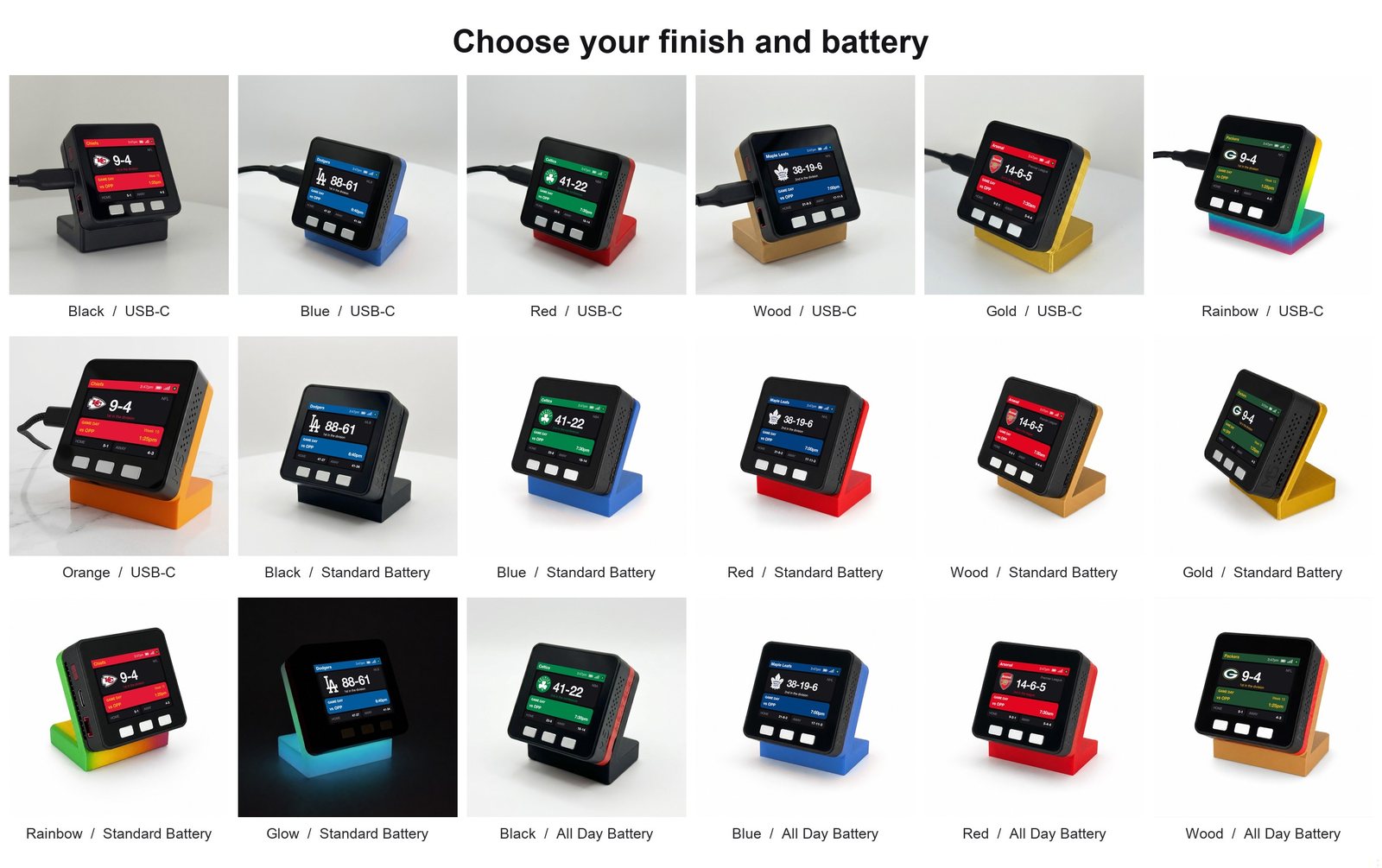 Every Sports Meter finish and battery option