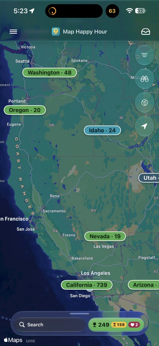 Map Happy Hour screen