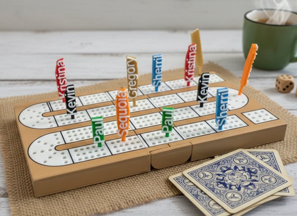 Family names cribbage board